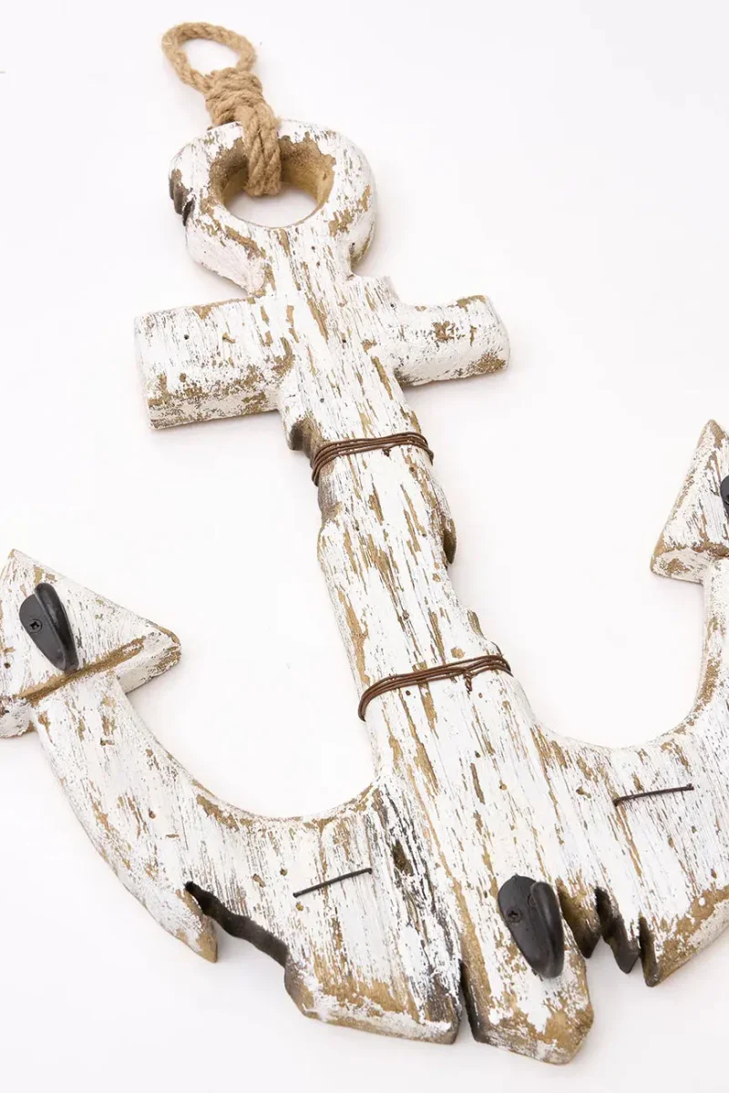 Perchero de madera envejecida con forma de ancla – Image 3