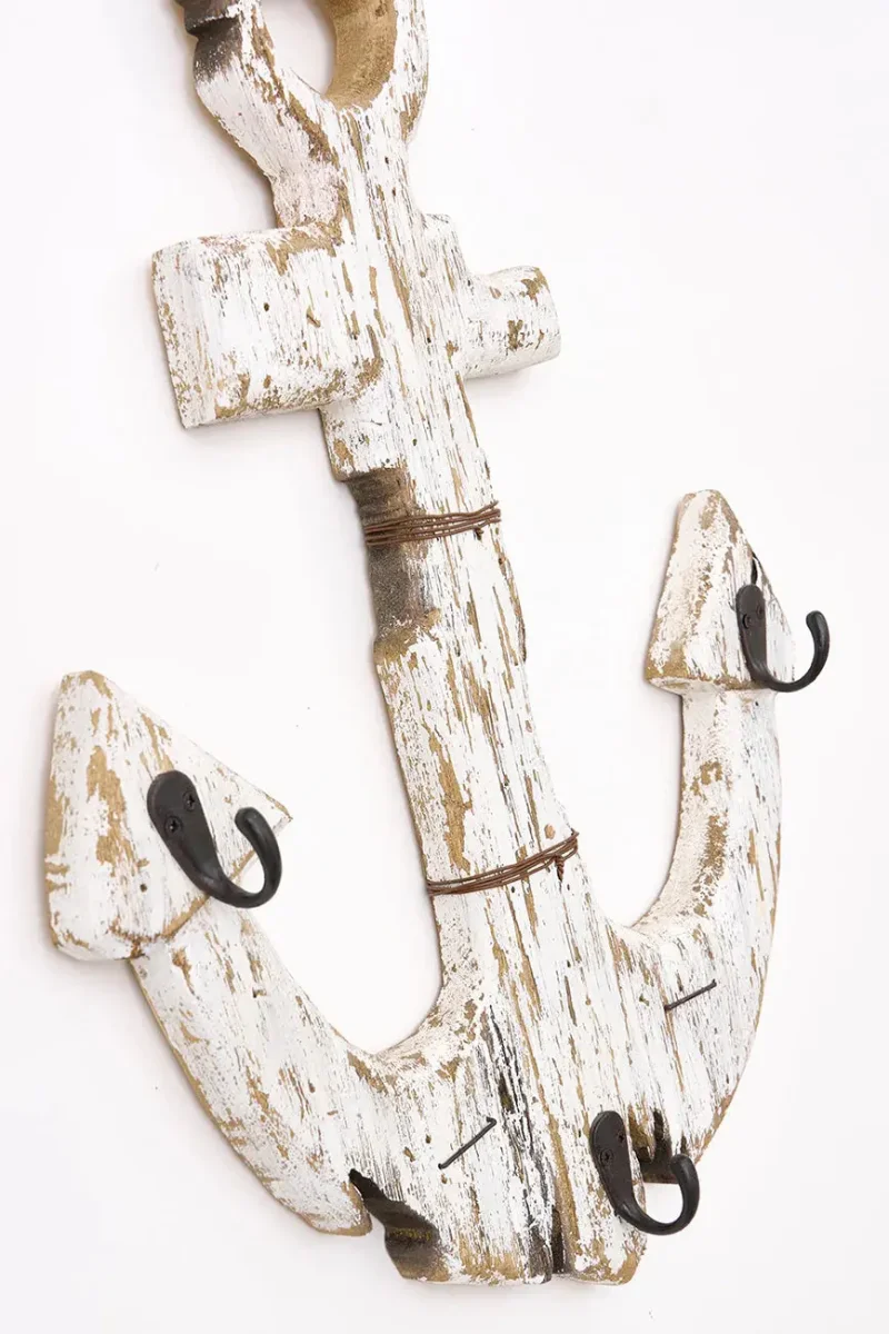 Perchero de madera envejecida con forma de ancla – Image 5