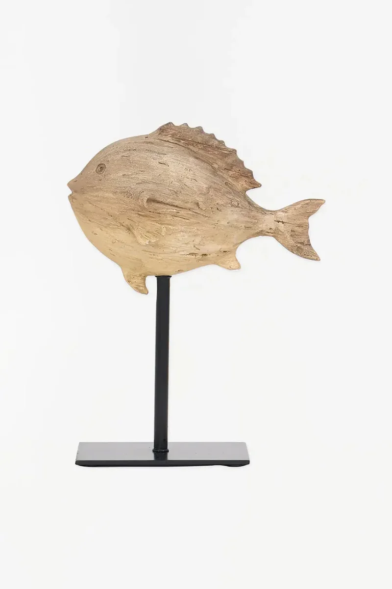 Pez de resina con base metálica