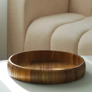 PLATEAU A RAYURES EN BOIS D'ACACIA 30CM