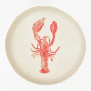 Plato mediano en cerámica con langosta