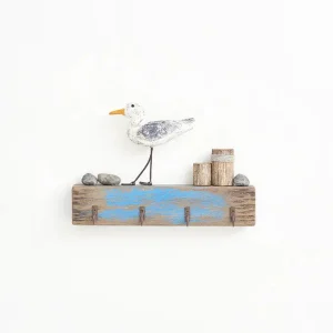 Portallaves con pájaro sobre madera