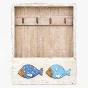 Portallaves de madera con peces
