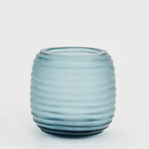 Portavelas de cristal a rayas en relieve