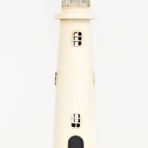 Portavelas de metal envejecido, blanco