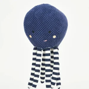 Pulpo de peluche azul y a rayas
