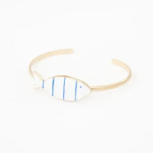 Pulsera con forma de pez a rayas azules