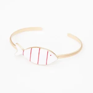 Pulsera con forma de pez a rayas rojas