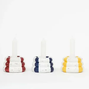 Set de 3 Portavelas con forma de salvavidas de madera