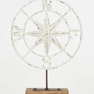 Rosa de los vientos en metal con base
