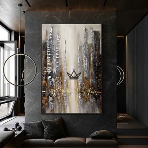 Peinture à l'huile sur toile XXL - Reflets Urbains