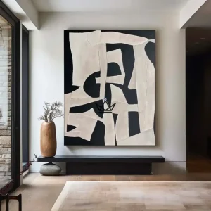 Peinture à l'huile sur toile XXL - Monochrome Abstraction