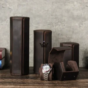 Etui de voyage personnalisable pour montre automatique en cuir - Voyageur Hexagone