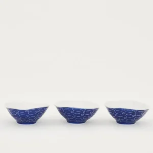 Set 3 boles pequeños de cerámica con peces en relieve