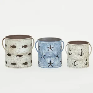 Set de 3 Portavelas de hojalata o metal