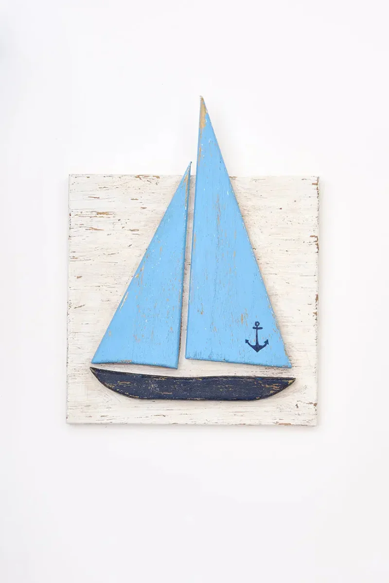 Set de 3 cuadros de veleros en madera envejecida – Image 4