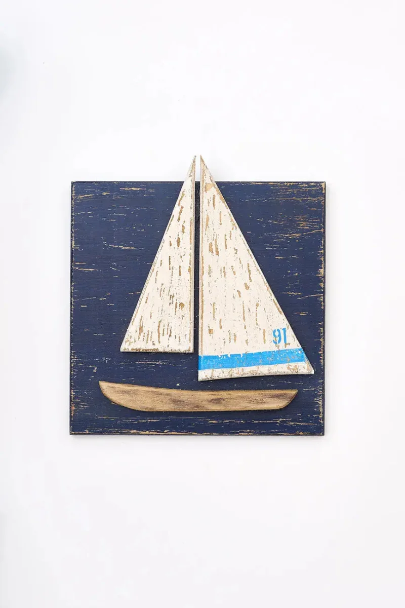 Set de 3 cuadros de veleros en madera envejecida – Image 5