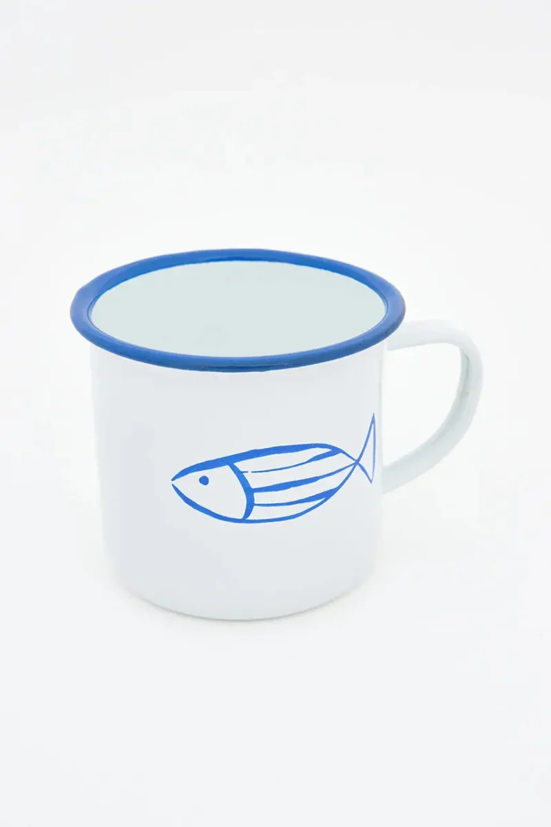 Set de 4 mugs o tazas esmaltadas con pez – Image 4