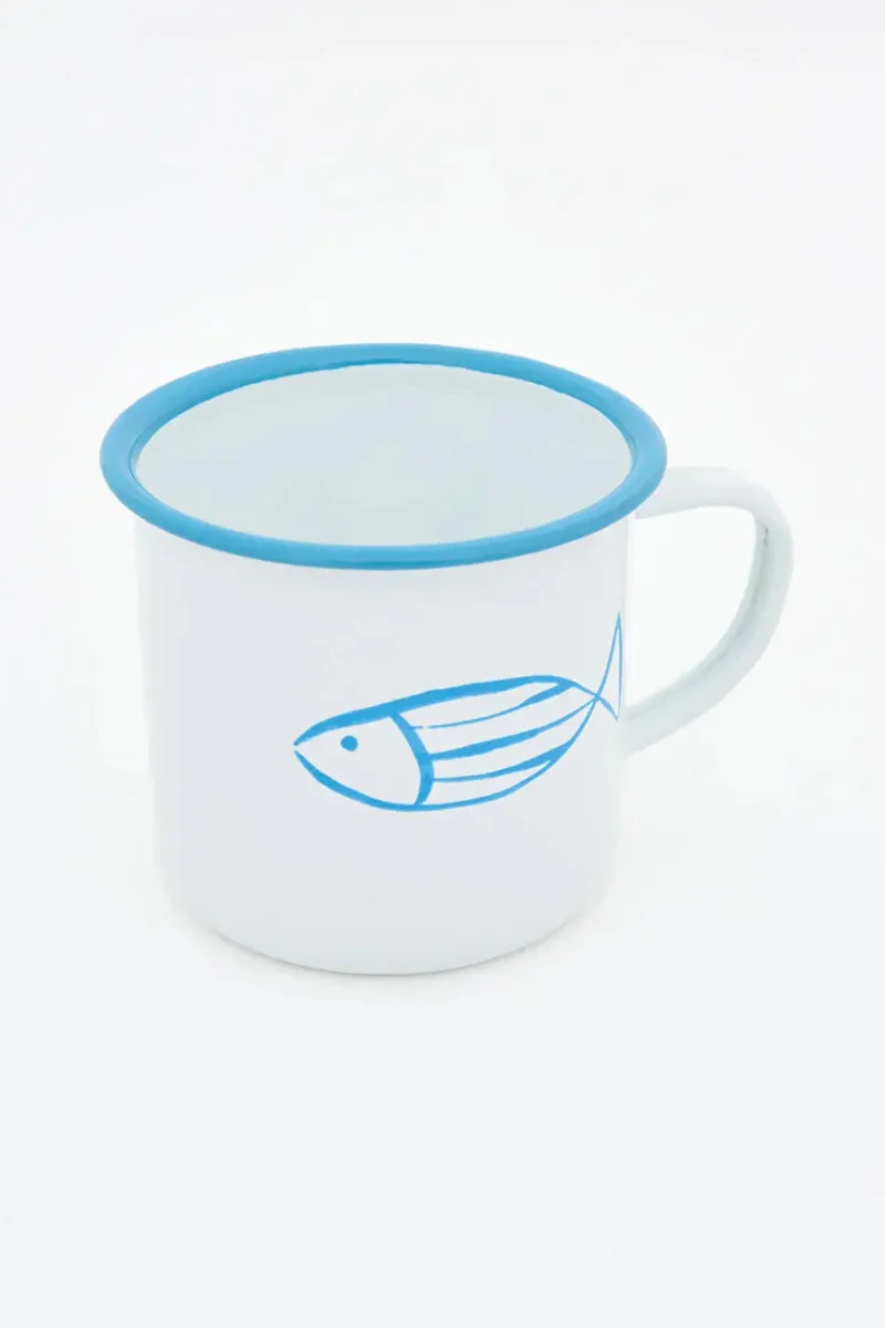 Set de 4 mugs o tazas esmaltadas con pez – Image 5