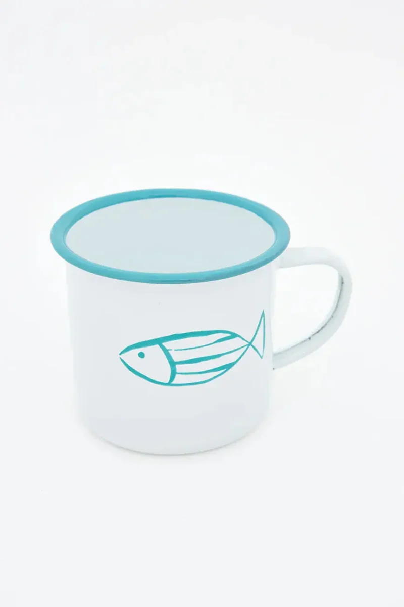 Set de 4 mugs o tazas esmaltadas con pez – Image 7