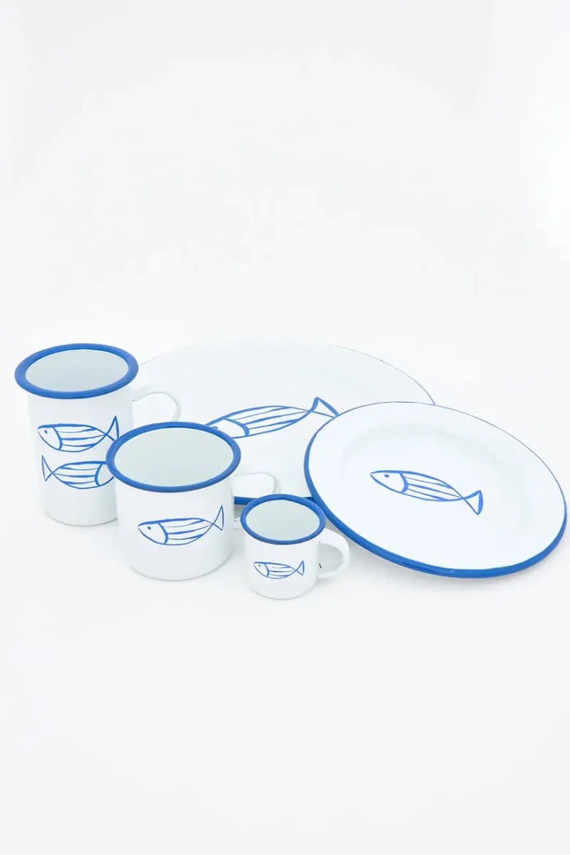 Set de 4 mugs o tazas esmaltadas con pez – Image 8