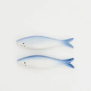 Set de salero y pimentero peces de cerámica bicolor