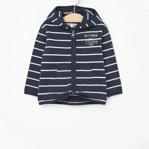 Sudadera marinera a rayas abierta con capucha