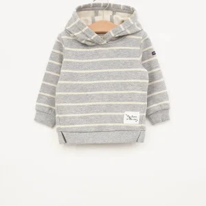 Sudadera marinera bebé a rayas con capucha