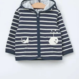 Chaqueta con cremallera y capucha en algodón