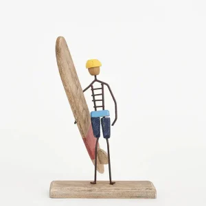 Surfero de madera y metal decorativo