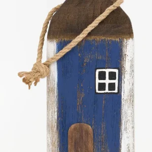 Tope de puerta grande de madera envejecida con forma de casa