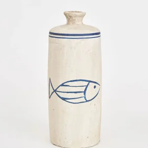 Vasija con pez dibujado. Tamaño grande