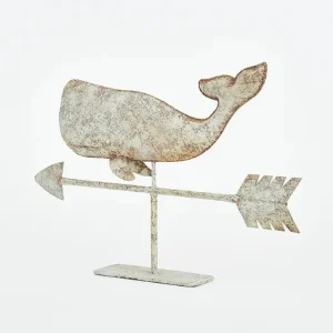 Veleta con forma de ballena en hojalata con base