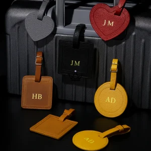 Étiquette Bagage Cuir personnalisable – Voyageur Crest