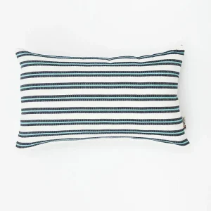 Cojín de algodón a rayas azules