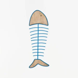 Raspa de pez hecha de madera y metal, para pared - D2268
