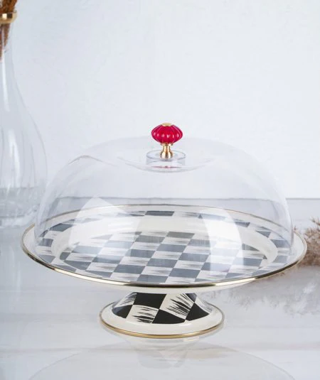ACAR CLOCHE A GATEAU EN EMAIL DAMIER – Image 3