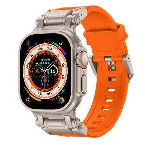 Bracelet silicone 'Explorer' Apple Watch Ultra (orange avec titane)