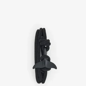 Pulsera de cuerda negra con cola de ballena