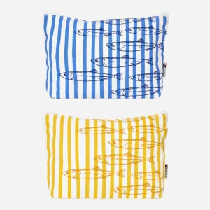 Set de 2 neceseres de algodón con peces