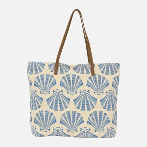 Bolso tote grande con conchas estampadas
