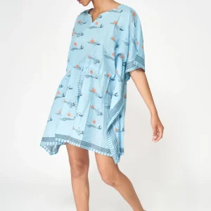 Poncho atardecer estilo costero