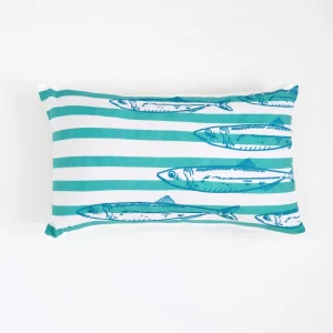 Cojín marinero de algodón con peces