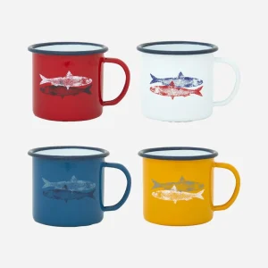 Set de 4 tazas esmaltadas con pez