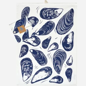 Paño de cocina con mejillones