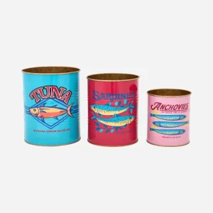 Set de 3 tiestos de metal, peces