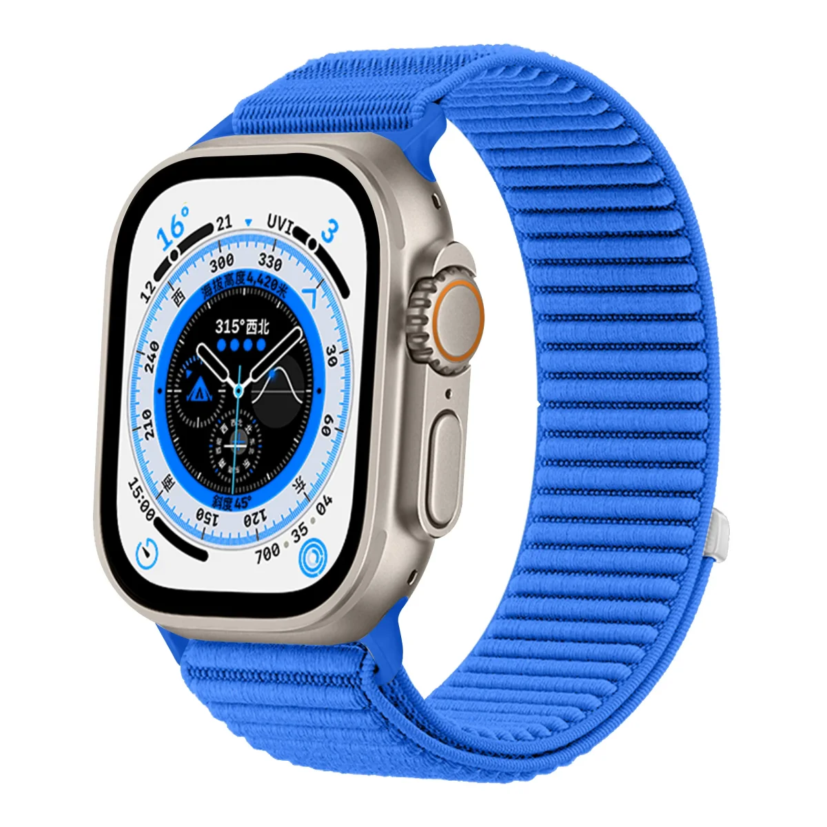 Bracelet nylon ondulé Apple Watch Ultra (bleu royal) – Image 2