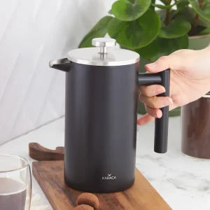 KARACA DOUBLE WALL MATTE BLACK FRENCH PRESS 350ML