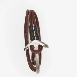 Pulsera de piel marrón con ancla