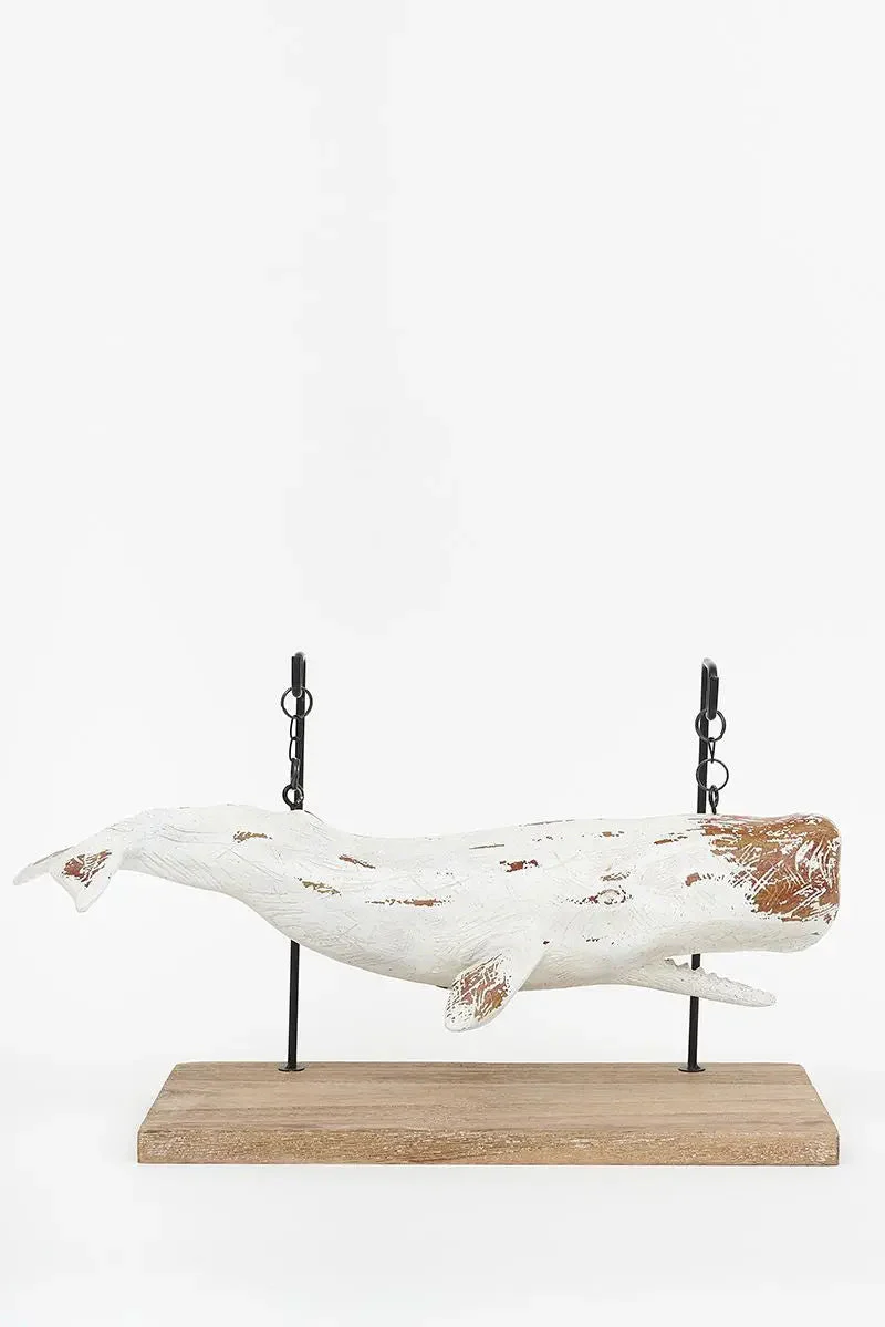 Ballena grande con base de madera